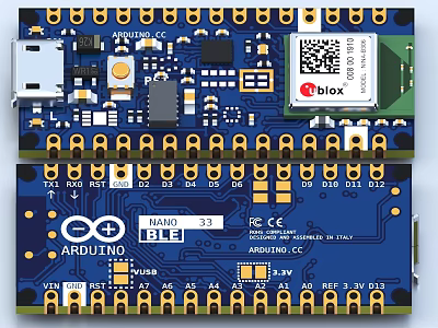 Arduino Industrial Control Board With Digital Interface Ports And Electronic Components 3d model