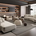 Modern Living Room Interior With Sofa Coffee Table Set Bookshelves And Floor Lamp
