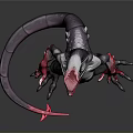 Gray And Black Dragon With Long Neck Red Claws And Red Eyes