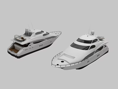 Two Stylish White Yachts In Different Designs 3d model