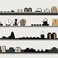 Elegant Tea Sets Display on Multiple Shelves with Traditional and Modern Designs 3d model