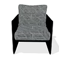 Modern Single Sofa With Black Frame And Geometric Striped Upholstery 3d model