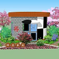Round Red Roof Tower Building Surrounded By Cherry Blossom Trees And Green Plants