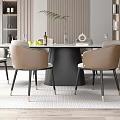 Modern Restaurant Interior Design With Round Dining Table Gray Chairs And Minimalist Pendant Lights