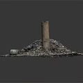Natural Wooden Pillar With Stone Fragments And Small Particles On Circular Base