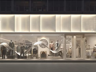 Modern Door Head Clothing Shop Door Head Facade Window 3d model