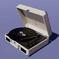 White Suitcase Style Portable Turntable With Vinyl Record And Audio Player