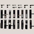 Various Modern Door Locks With Keypad Fingerprint And Handle Designs 3d model