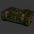 Rustic Green Wooden Crate With Metal Straps And Stamped Text Numbers 3d model