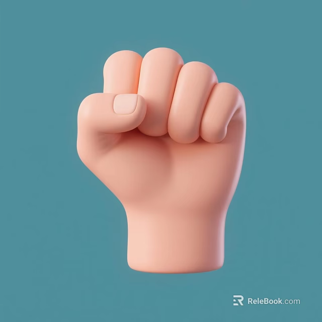 Soft Pink Fist 3D Rendering On Blue Background With Smooth Texture 3d model 