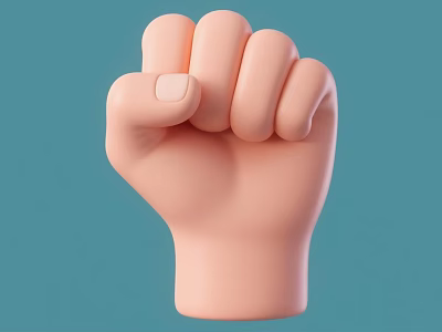 Soft Pink Fist 3D Rendering On Blue Background With Smooth Texture 3d model