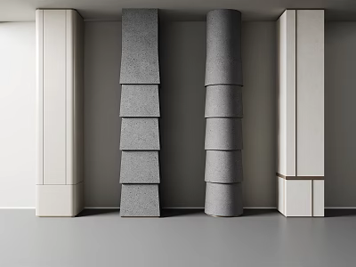 Modern Decorative Columns With Different Gray And White Designs In Interior 3d model