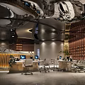 Modern Public Office Space Interior With Desks Ergonomic Chairs Computers And Green Plants