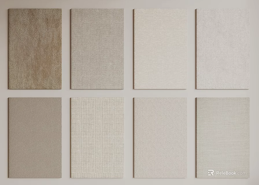 Square Rugs with Various Neutral Tones and Textured Patterns for Interior Decor 3d model 