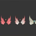 Decorative Wings In Different Colors With Pink White And Blue Eye Design