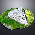 Natural Stone Material Landscape With Green Grass And Round Textured Surface 3d model