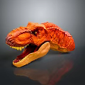 Orange Dinosaur Head Model With Open Mouth Sharp Teeth And Textured Skin 3d model