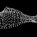Fish Shaped Decorative Pendant Composed of White Dots on Black Background
