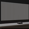 Projection Monitoring Wall Mounted Screen with Compact Projector on Wooden Shelf Displaying Human Figures Scene