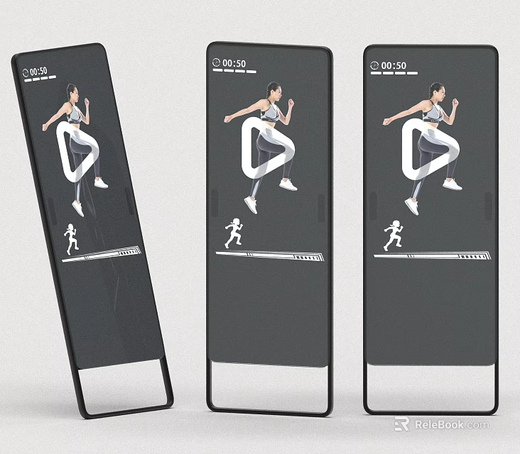 Smart Machine Interactive Fitness Mirror With Workout Display And Time Function 3d model 