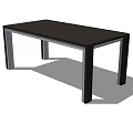 Modern Black Dining Table With Sleek Rectangular Top And Slim Dark Wooden Legs 3d model