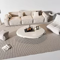 Three-Seat Sofa Combination Tofu Block Sofa Cream Style Sofa Coffee Table Lazy Sofa Combination 3d model