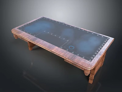 Functional Table Featuring Wooden Structure Transparent Tabletop And Decorative Edge Modern Design 3d model