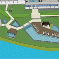 Outdoor Resort Landscape Design With Swimming Pools Seating Areas Pathways And Building Structures