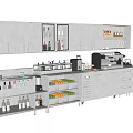 Stainless Steel Functional Kitchen Table with Cabinets Fruit Rack Wine Storage and Coffee Machine