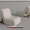 Modern Beige Fabric Single Sofa With Curved Design And Wooden Frame