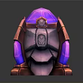 Futuristic Sci-Fi Scene Component Featuring Purple Pink Crystal Core And Metallic Shell With Glowing Elements