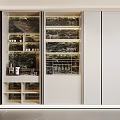 Modern Wine Cabinet With Marble Glass Doors And Lighting For Wine Bottles
