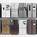 Various Modern Refrigerator Models With Different Colors And Door Styles Collection 3d model