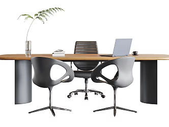 Modern desk chair desk chair combination 3d model