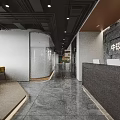 Spacious Modern Public Office Space Interior With Workstations Green Chairs Computers And Bookshelves