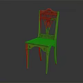 Vintage Light Wood Leisure Chair With Intricate Carved Patterns And Slender Legs