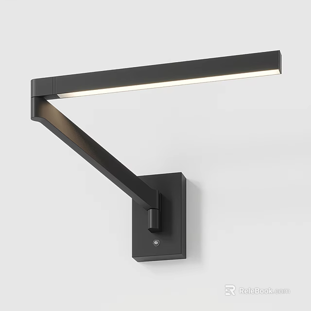 Modern Black Wall Light With Adjustable Arm And Elongated Illuminated Bar 3d model 