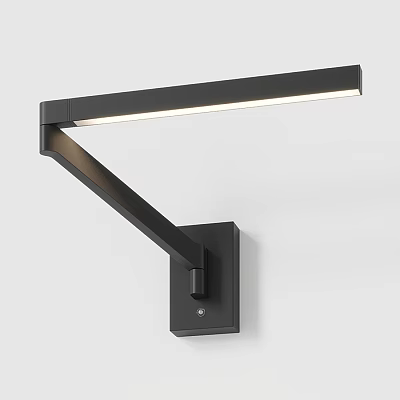 Modern Black Wall Light With Adjustable Arm And Elongated Illuminated Bar 3d model