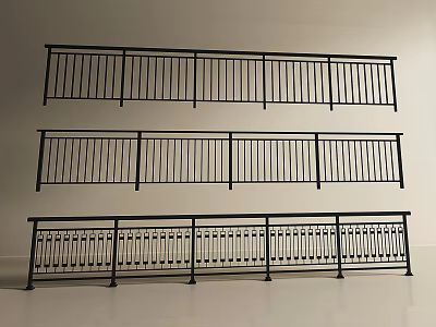 Black Metal Railings With Various Decorative Designs And Patterns 3d model