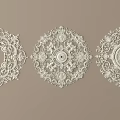 Intricate White Carved Circular Patterns With Ornate Designs For Ceiling Decor 3d model