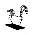 Modern Decorative Ornament Set With Wireframe Horse Sculpture On Black Base