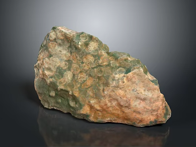Natural Decorative Stone with Rough Surface and Unique Green Brown Texture 3d model