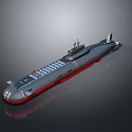 Military Submarine Weapon System With Gray Hull Red Bottom And Periscope