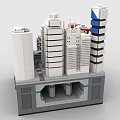 Creative Building Blocks City Model With Tall Buildings Various Colors And Base Platform Details