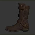 Stylish Brown Leather Mid Calf Boots With Adjustable Straps And Metal Buckles