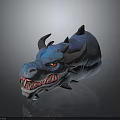 Blue Dragon Head Character Design With Horns Red Eyes And Sharp Teeth 3d model
