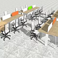 Modern Office Workspace With Multiple Desks Ergonomic Chairs And Partition Screens