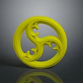 Yellow Circular Ornamental Spiral Design Clothing Accessory Badge for Modern Apparel