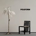 Poliform Modern Interior With Feather Floor Lamp Black Chair And Light Wall
