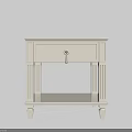 White Bedside Table With Drawer Metal Handle Open Shelf And Classical Design 3d model